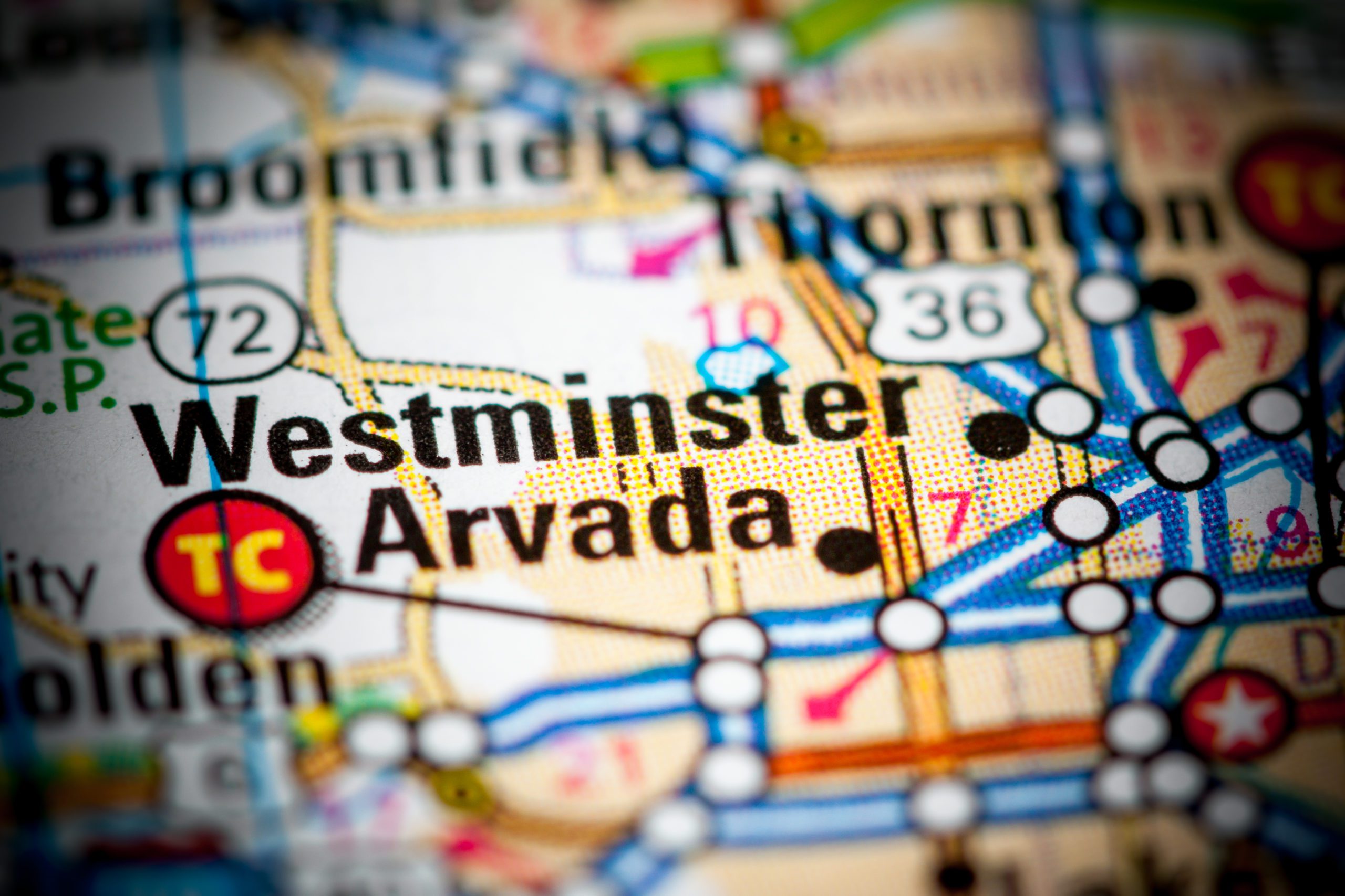 Westminster. Colorado. USA on a map